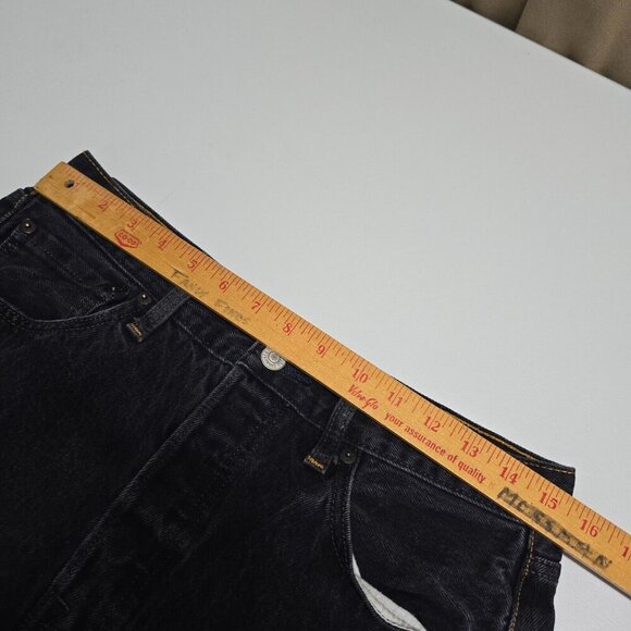 Levis 501‎ Jeans Mens 33x32 (Fits 30x30) Black Straight Button Fly Biker Denim - Picture 12 of 15